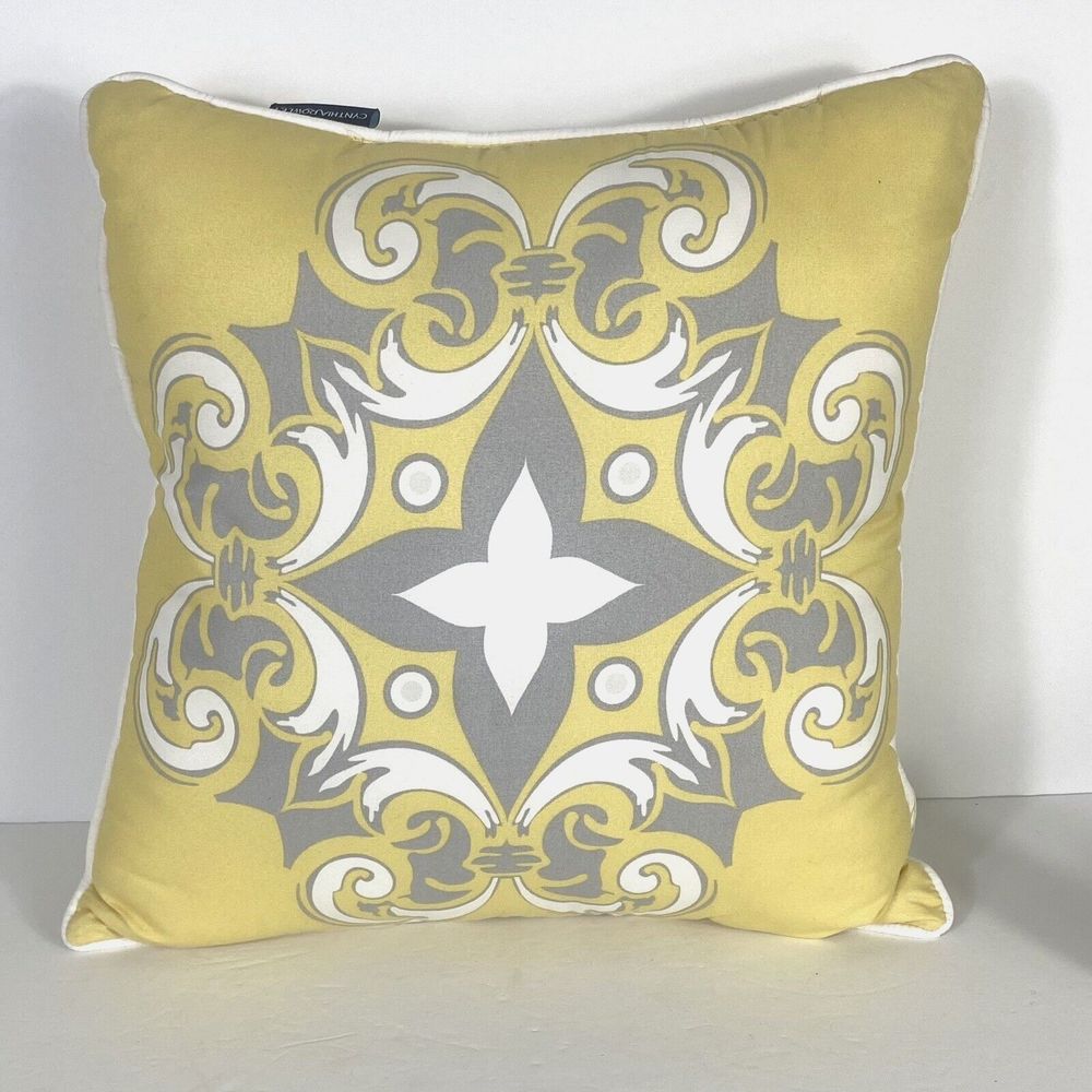 Cynthia Rowley Alpine Village Throw Pillow Yellow Gray 14" X 14"